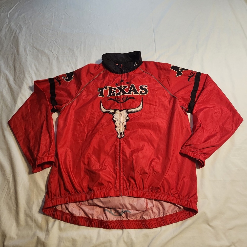 Canari The Great State of Texas Cycling Windbreaker Jacket Mens XXL Longhorn Red